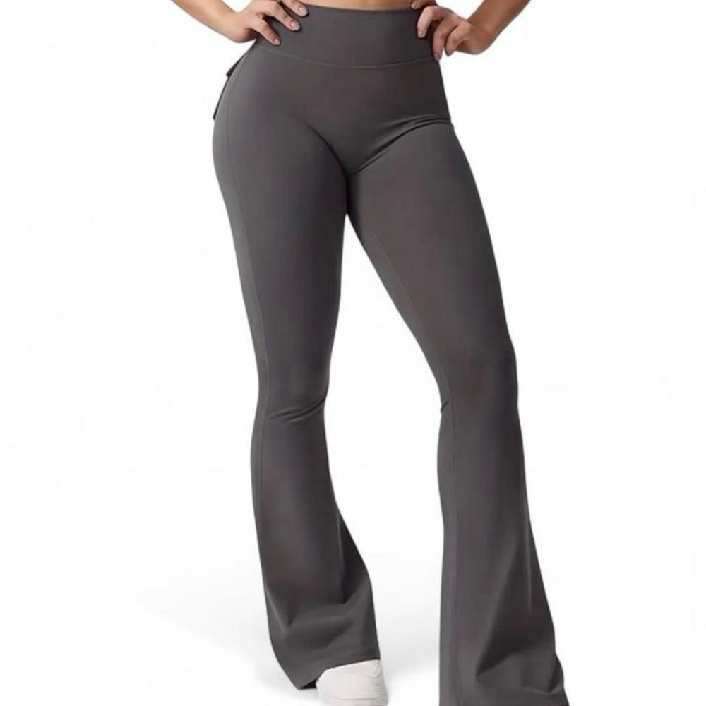 High-Waisted Gray Flare Pants